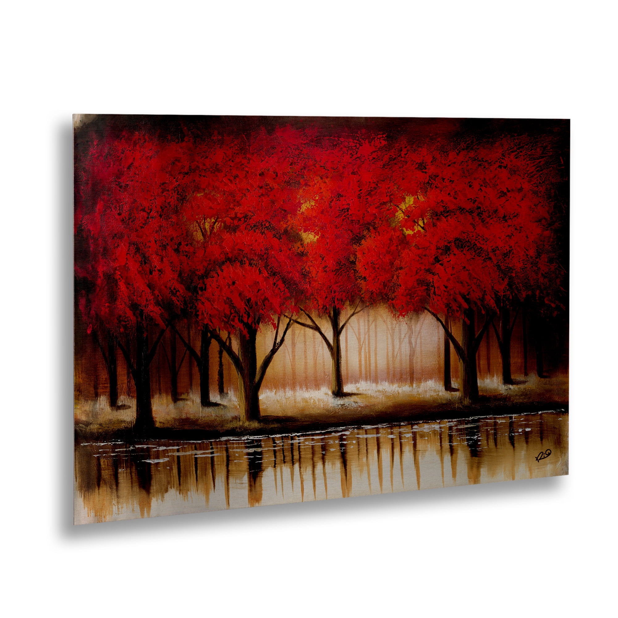 Trademark Fine Art 'Parade of Red Trees II' Brushed Aluminum Wall Art Art by Masters Fine Art