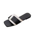 thumbnail image 3 of Agkizg Womens Indoor Outdoor Slides, Beach Walking Sandals, Colorblock Squares Open Toe Flat Slide Sandals Casual Indoor Outdoor Daily Slippers, 3 of 7