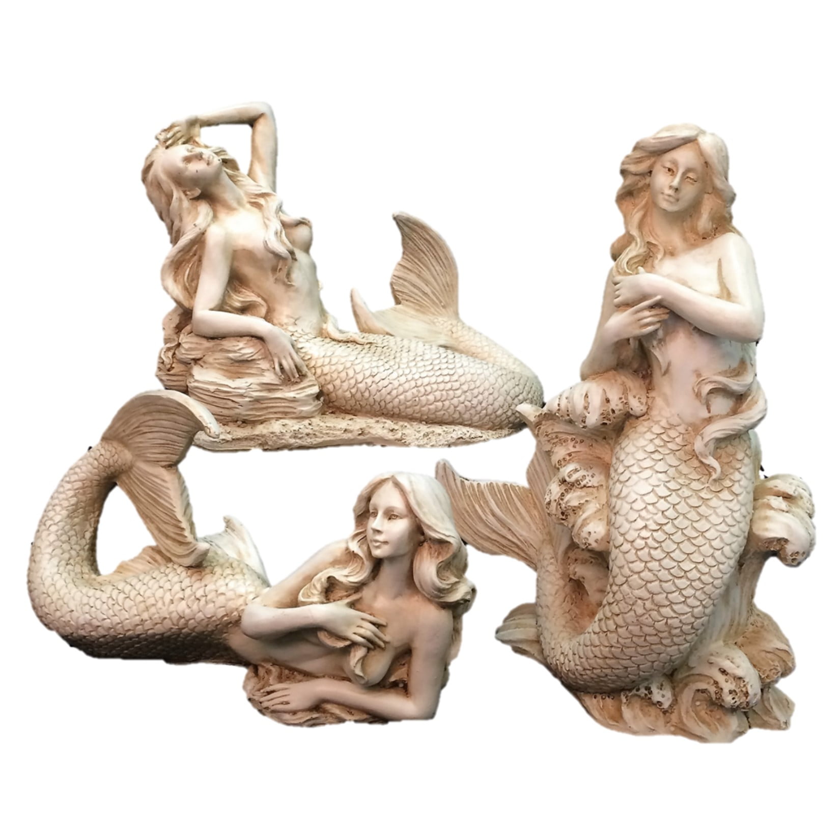 Nautical Resin Starfish Mermaid Statue Home Garden Table Desk Decorations 2Color 