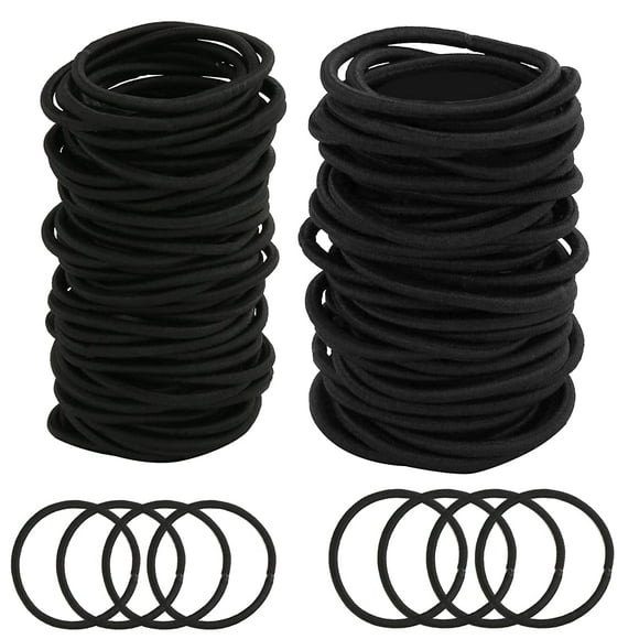 PinesC Premium Ponytail Holders - 260 PCS Elastic Hair Ties for Thick Hair, Hair Bands for Women or Men in Black, Assorted Sizes 4mm and 3mm Black