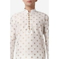 thumbnail image 6 of Royal Kurta Jacquard Silk Printed Cream Kurta White Dhoti Set for Men, 6 of 7