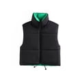 thumbnail image 2 of Komoo Women Cotton Padded Vest Ladies Sleeveless Crop Vest Puffer Button Down Short Top Gilet, 2 of 7