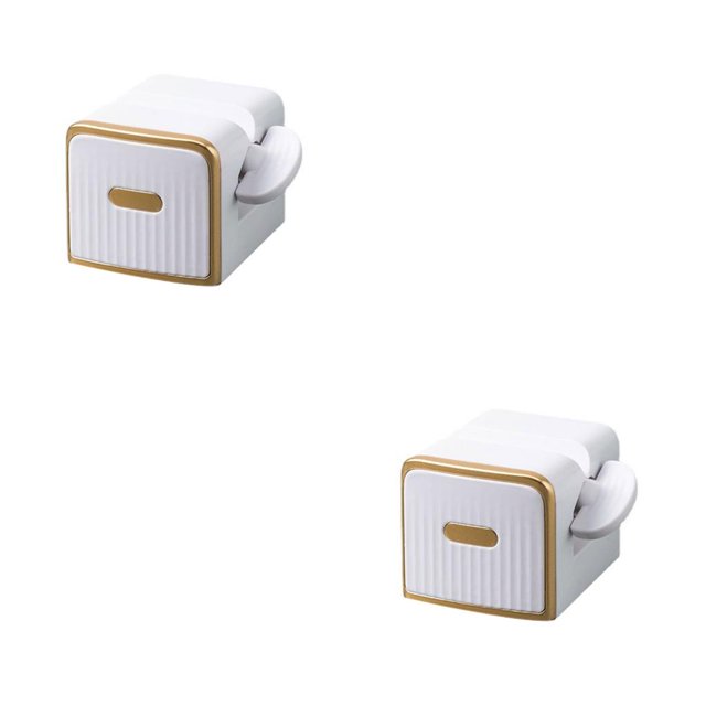 Wosthever Exprimidor de tubo de de montado en la pared Dispensador multiusos Cosméticos Soporte rodante Baño Aseo Hotel Blanco Blanco 2piezas