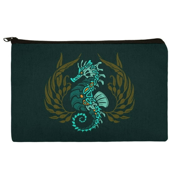 Blue Seahorse with Kelp Makeup Cosmetic Bag Organizer Pouch