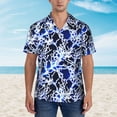 thumbnail image 2 of Fuzoiu Blue Lightning2 Print Hawaiian Shirt for Men, Summer Beach Casual Short Sleeve Button Down Shirts, Men’s Beach Summer Shirts with Pocket,X-Large, 2 of 7