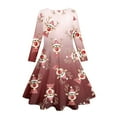 thumbnail image 5 of WEAIXIMIUNG Robe Bleue Enfants Filles Tout-Petits Arbres de Noël Imprimé Cerf Robe de Fête à Manches Longues 4-5 Ans, 5 of 5