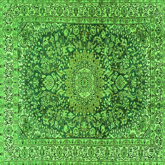 Ahgly Company Indoor Square Medallion Green Traditional Area Rugs, 6' Square