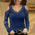thumbnail image 2 of USSUMA Sexy Tops for Women Trendy Going Out Western Aztec Printed Lace Shirt Long Sleeve V-Neck Dressy Casual Lace Blouse, 2 of 6