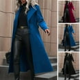 thumbnail image 5 of qucoqpe Pea Coats for Women 2025 Fall Winter Fashion Casual Solid Turndown Collar Outerwear Long Sleeve Button Up Long Jackets with Waist Belt, 5 of 5