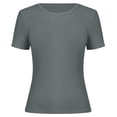 thumbnail image 4 of NAISIBABY Girls Short Sleeve T-Shirt, Crewneck Slim Fit Stretchy Knit Summer Kids Fashion Tee Gray Size 14, 4 of 4