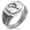 Silver, variant on Stainless Steel Celestial Satyr Goat CZ Ribbed Needle Stripe Pattern Biker Style Polished Ring