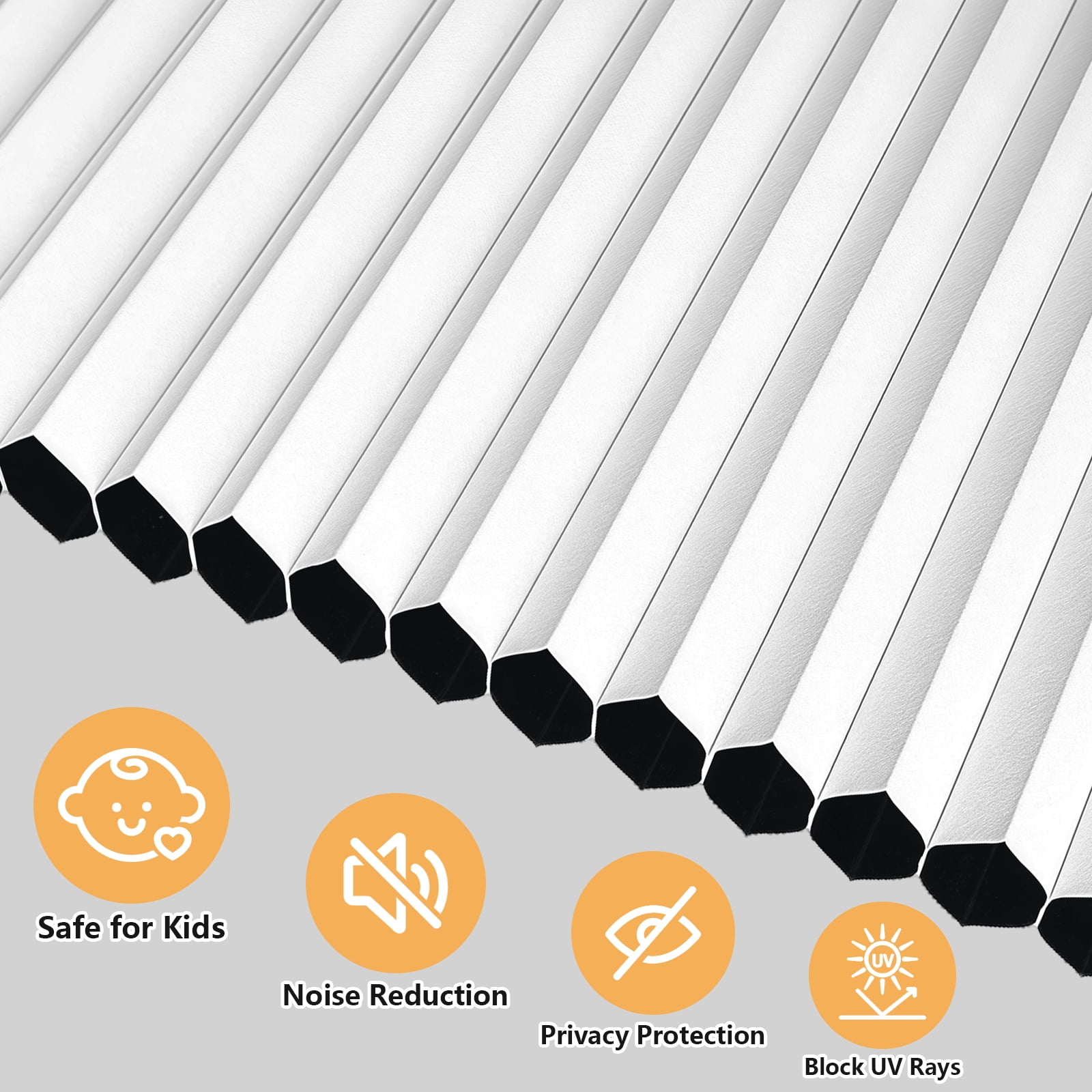 Shade&Beyond 34"x64" No Drill Cordless Blackout Cellular Shades, Thermal Insulated Noise Reducing Honeycomb Blinds for Indoor Windows, White