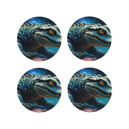 

Tideii Starry Sky Colorful Crocodile A for Leather Coasters 4 Pieces Anti-fouling and Anti-scalding Decorative Coasters Suitable for Restaurants Kitchens Coffee Shops-Round Shape