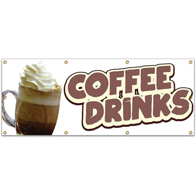 Frappe Banner Iced Coffee Cold Drinks Concession Stand Store Sign 18x48 