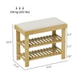 thumbnail image 3 of Bamboo Shoe Bench, 3-Tier Entryway Bench with Cushion, Shoe Storage Organizer, 3 of 9