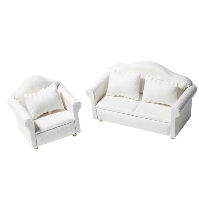 2 Piezas de Sofá Tapizado de en Miniatura Y Muebles de Cojín para Casa de 1/12, Sala de , de , Juguetes Decor CUTICAT miniaturas de casa de muñecas