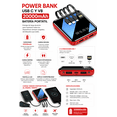 thumbnail image 2 of Power Bank 20000mAh 3 en 1 con Linterna Display LED USB C V8 rojo Portátil para Celular, 2 of 2