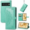 thumbnail image 2 of Dteck for Google Pixel 6 Pro 5G 2021 Wallet Case, Embossed Mandala Floral Leather Folio Flip Wristlet Shockproof Protective ID Credit Card Slots Holder Cover for Google Pixel 6 Pro 5G, Green, 2 of 7