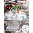 thumbnail image 5 of Outdoor Tablecloth with Umbrella Hole for Patio/Picnic/Party/Camping, Cute Snowman Waterproof Table Cloth Round Cover Washable, Pink Weather Snowy Rainy Sun Rainbow (Dia 54"), 5 of 8