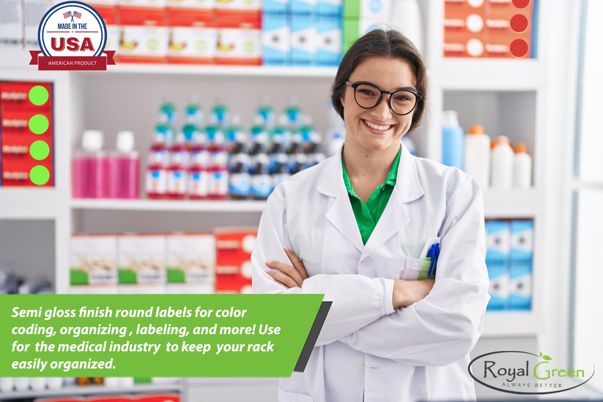 Color Round Labels 2 inch (50mm) - Circle Dot Stickers Blue Adhesive Label - 648 Pack by Royal Green