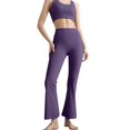 thumbnail image 4 of MVRLSH Womens Yoga Pants Soft High Waist Flared With Side Pockets for Daily Leggings for Women Running Gym and Workout Purple - M, 4 of 7