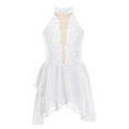 thumbnail image 1 of RUNQHUI Robe de Danse Lyrique pour Filles Enfants Sans Manches Dos Nu Justaucorps Brillant avec Strass Blanc 16, 1 of 5