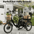 thumbnail image 3 of NOMIGO Two-Seat Electric Tricycle for Adults, Foldable 3 Wheel E-Bike for Errands with Rear Seat, Large Baskets and 48V Battery, 3 of 9