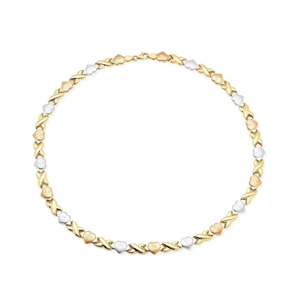 14K Tri-Color Yellow White Rose Gold 