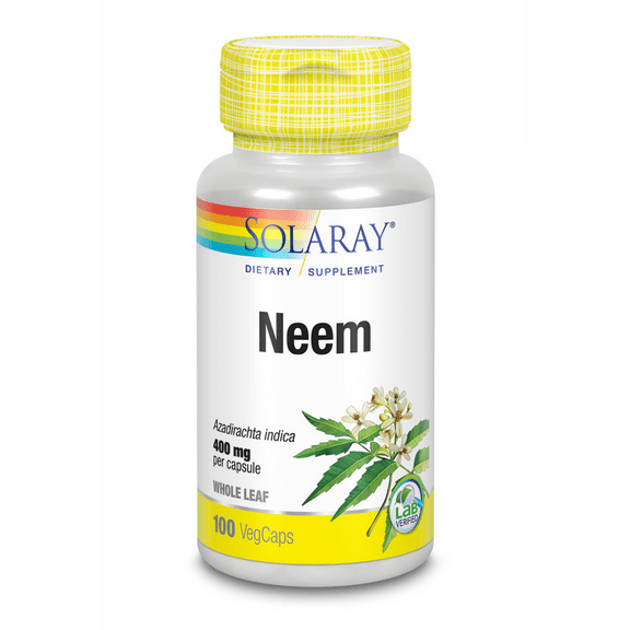 Solaray Neem Leaf 400mg | Healthy Blood, Skin & Immune System Support | Non-GMO, Vegan & Lab Verified | 100 VegCaps