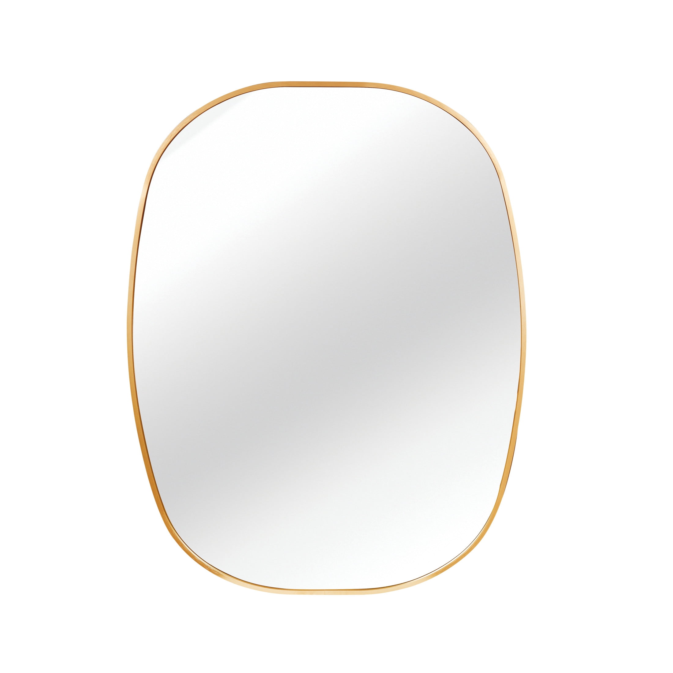 Noble House 24"x32" Unique Metal Framed Oval Wall Mirror, Modern Oblong Vanity Mirror for Bathroom & Entryway, Gold