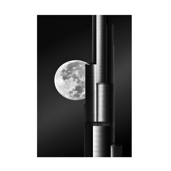 Canvas Wall Art - Zohaib Anjum 'Super Moon Burjkhalifa' Wall Art for Living Room, Bedroom, or Office D?cor by Trademark Fine Art - 12 x 19 Inches