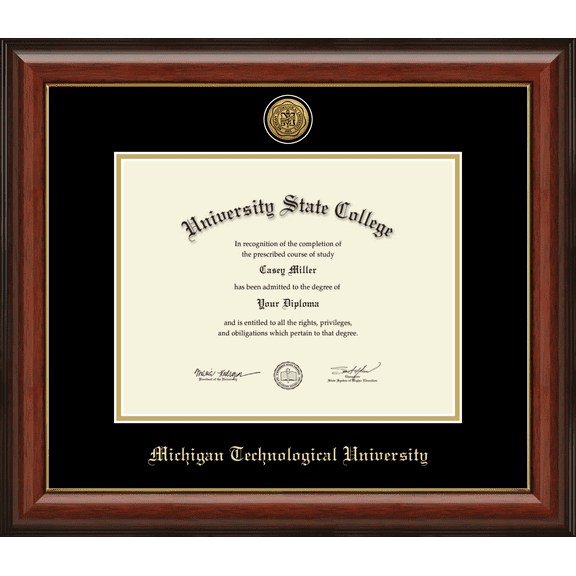 Michigan Technological University Diploma Frame, Document Size 11" x 8.5"