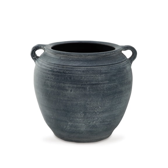 Signature Design by Ashley Meadie Terra Cotta Vase, Distressed Blue Finish, Decorative Accent Vase