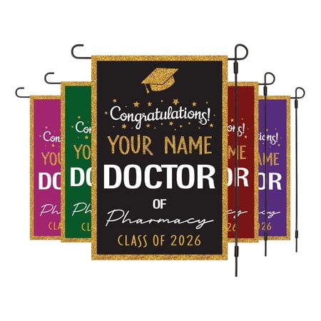 Pharmacy Graduation Garden Flag Class of 2026, Personalized Name Yard Flag for Graduate Celebration