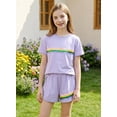 thumbnail image 5 of Girls 2 Piece Outfits Set Girl Casual T Shirt and Kids Rainbow Shorts Summer Clothes for Girls 7-14Y, 5 of 7