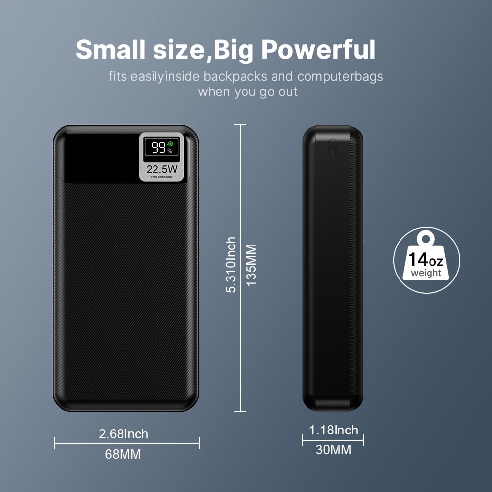 Power Bank 20000mAh, 22.5W Fast Charging Portable Charger 2 output/2 input, USB C Battery Pack, Slim Portable Phone Charger Backup Battery for iPhone, Samsung, iPad, More Phones, Tablets