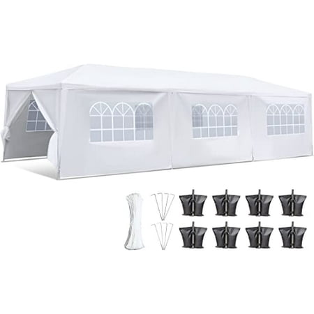 SereneLife Party Commercial Instant Shelter with 4 Walls-Waterproof Tent with 8 Sandbags  White