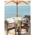 thumbnail image 2 of Outdoor Tablecloth with Umbrella Hole and Zipper, Easter Square Table Cloth 54x54 Inch Waterproof Tablecloth, Spring Rabbit Ears Foot Colorful Eggs Leaf Floral Picnic Table Cover for Patio Camping, 2 of 7
