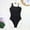 Black, variant on Xfvqtps One Piece Swimsuit for Women One Shoulder Mesh Put Together Spaghetti Strap High Cut Tummy Control Solid Color Beach Summer Bathing Suit Swimwear Black