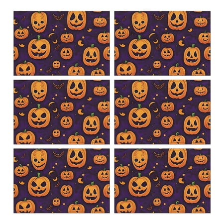 

Halloween Pumpkin Witch Spider Spooky Placemats Set of 6 12x18 Inch Seasonal Outdoor Indoor Table Mats No Slip Waahable Indoor Table Mats Decorations for Home Party