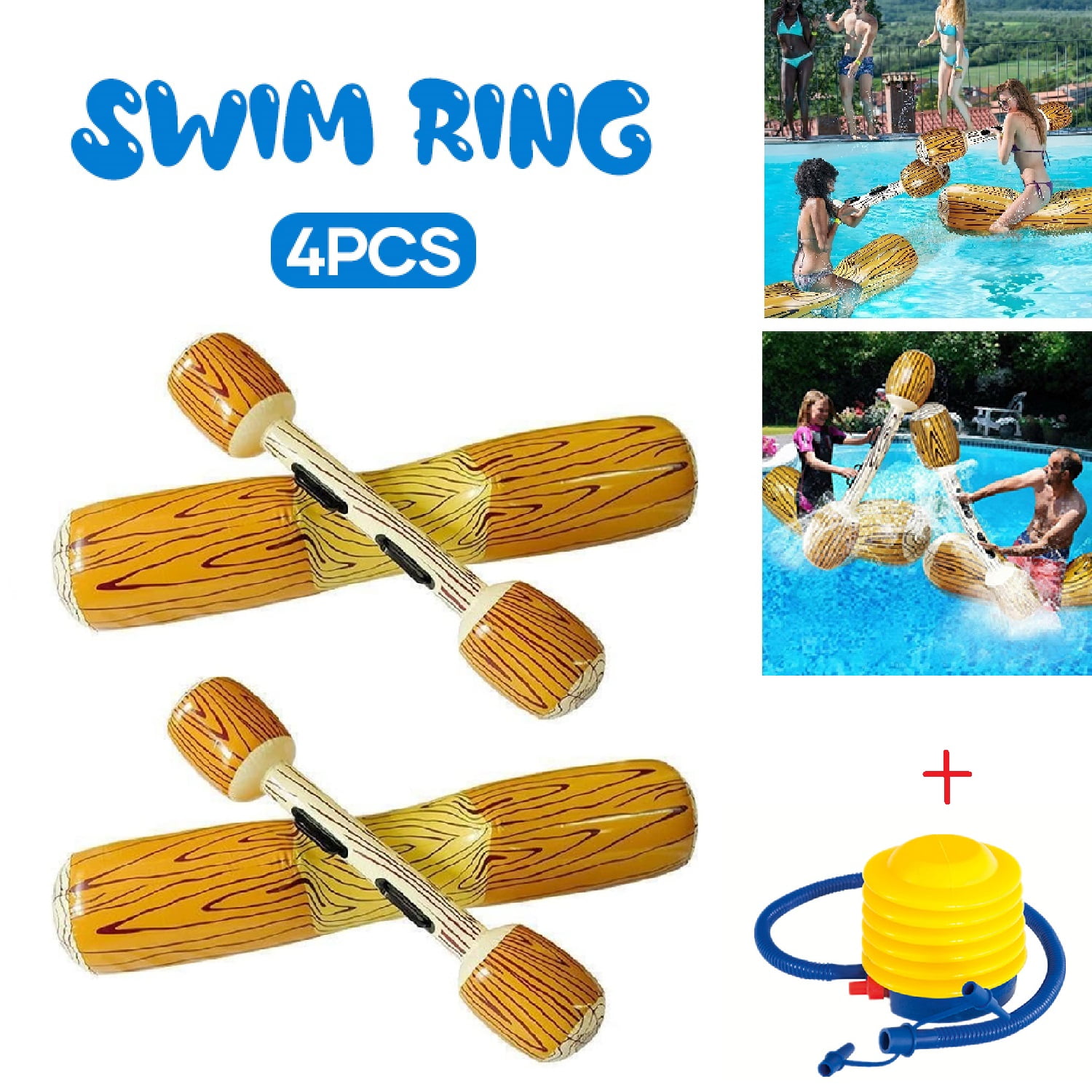Buy 4Pcs Inflatable Pool Battle Log Rafts Games for Adults, Floating ...