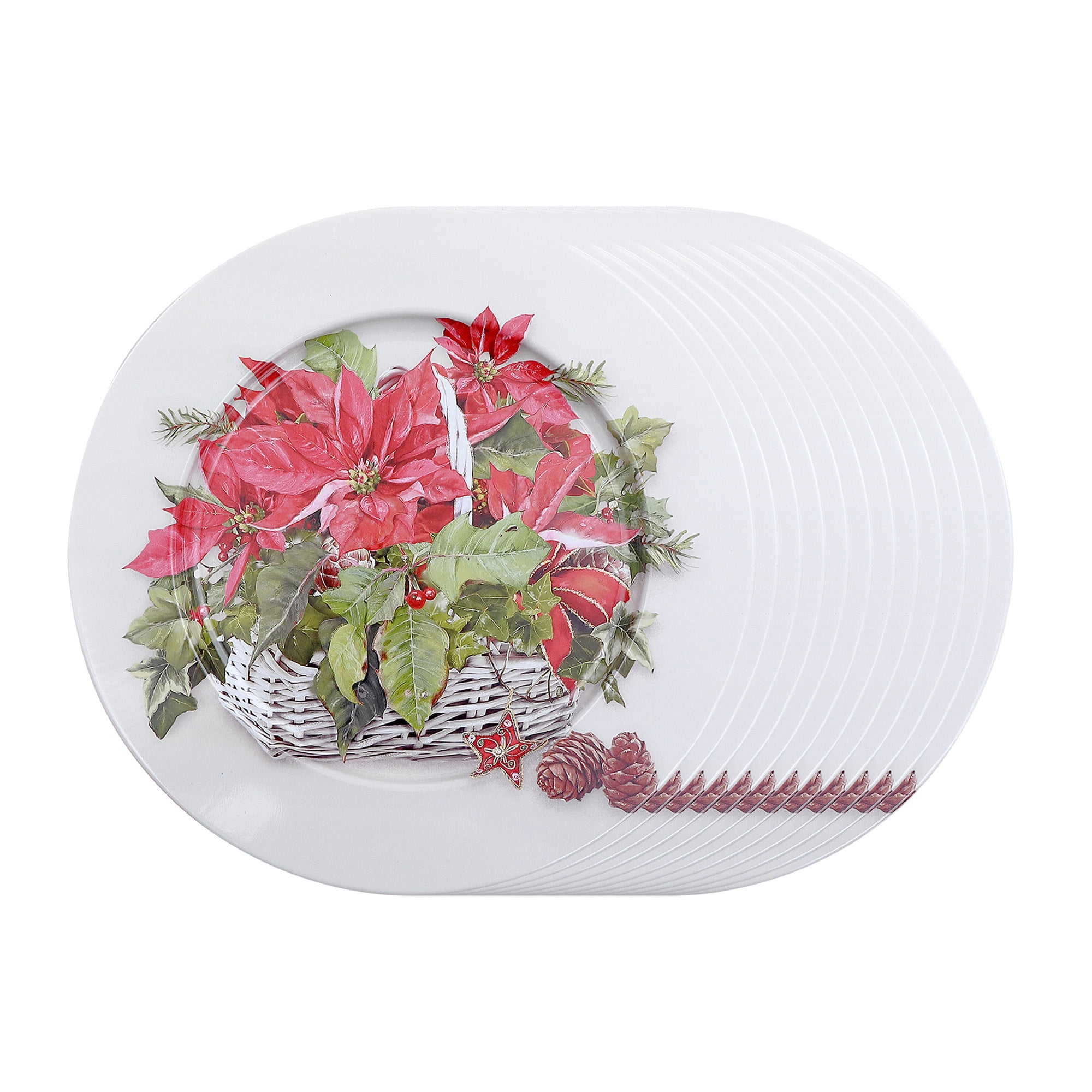 Printed Metal Charger Plate (Poinsettia) (13") - Set of 12
