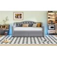 thumbnail image 4 of Harper & Bright Designs Twin XL Size Upholstered Daybed with Trundle and Button Tufted Backrest, Linen Sofa Bed with LED Belt, Gray, 4 of 18