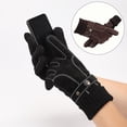 thumbnail image 3 of Guantes de nieve perfecl resistentes al viento de esquí Antideslizantes de cuero B 20D marrón, 3 of 7