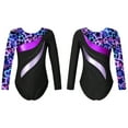 thumbnail image 5 of Doomiva Kids Girls Print Long Sleeve Gymnastics Dance Leotard Yoga Ballet Bodysuit Biketard Unitard A Starry Sky Black 8, 5 of 6