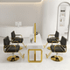 thumbnail image 3 of Sillon Silla Barberia Estetica 360° Moderna Tipo De Respaldo Fijo Negro Y Dorado, 3 of 8