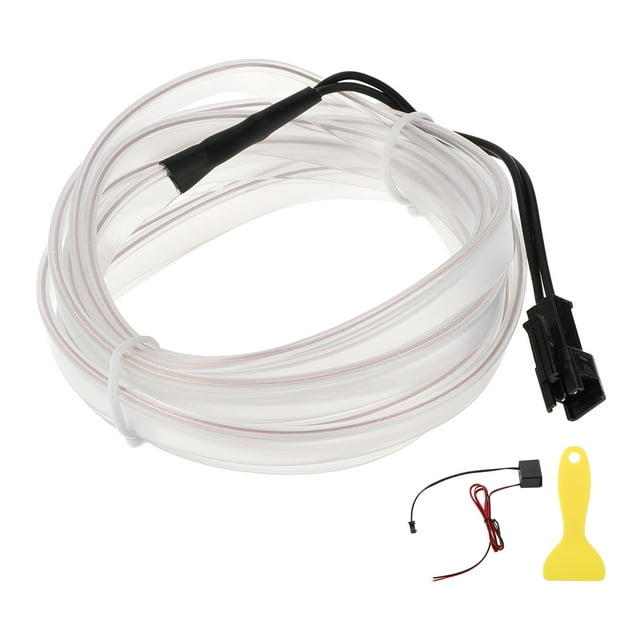 Cuerda de luz LED EL de 2m Unique Bargains, tira de luz de neón flexible para iluminación interior de automóviles, controlador de cableado (12v) blanca