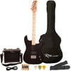 Rise by Sawtooth Right-Handed Transparent Black Full Size Beginner's Electric Guitar with Amp, Picks, Cable, Strap, Pitch Pipe, Gig Bag Soft Case & Free Online Lesson