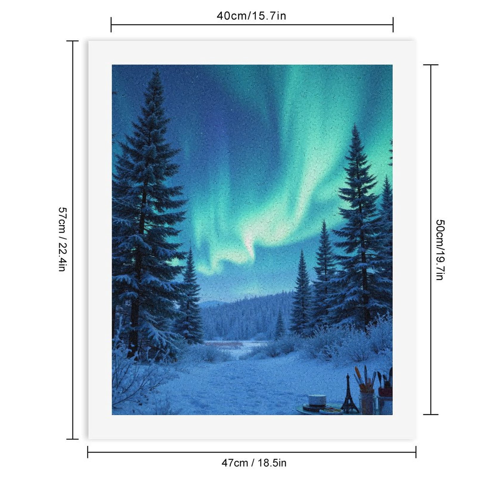 Paint By Numbers Kit for Adults Beginner - Northern Lights Winter Forest Scene DIY Canvas Painting Kits for Adults, Frameless Paint By Number for Adults for Home Wall Decor 16x20 Inch
