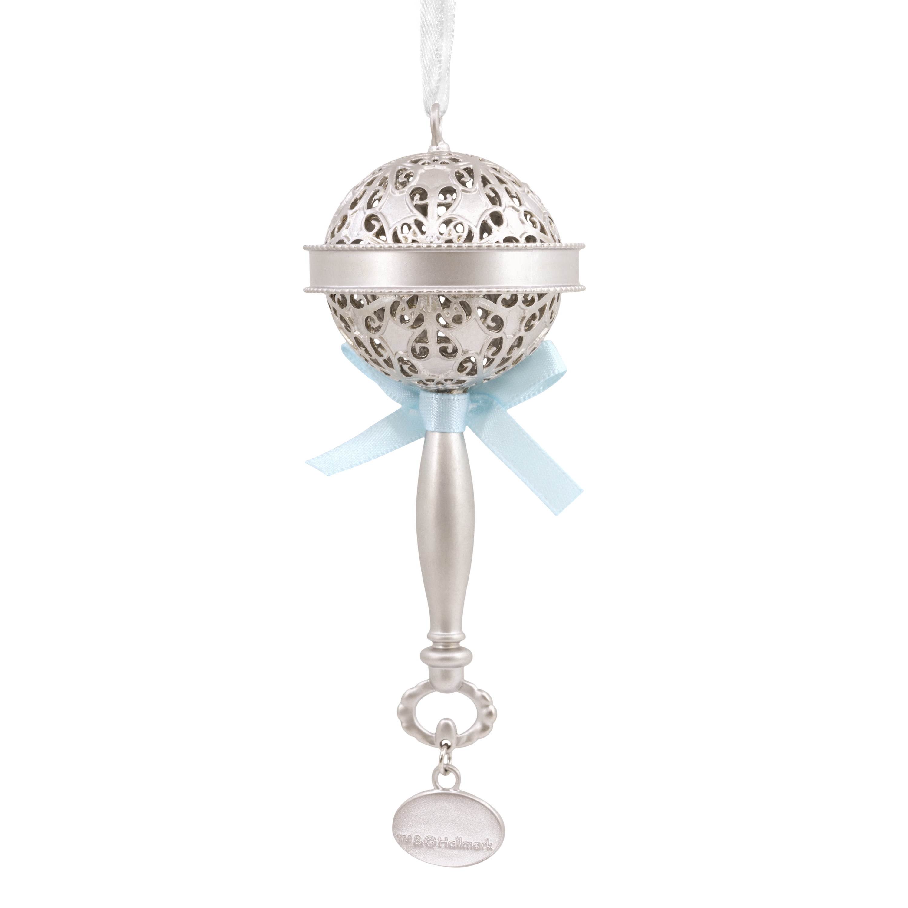 Hallmark Ornament (Baby First Cmas Rattle Blue Ribbon 2026, Metal), 1 Count